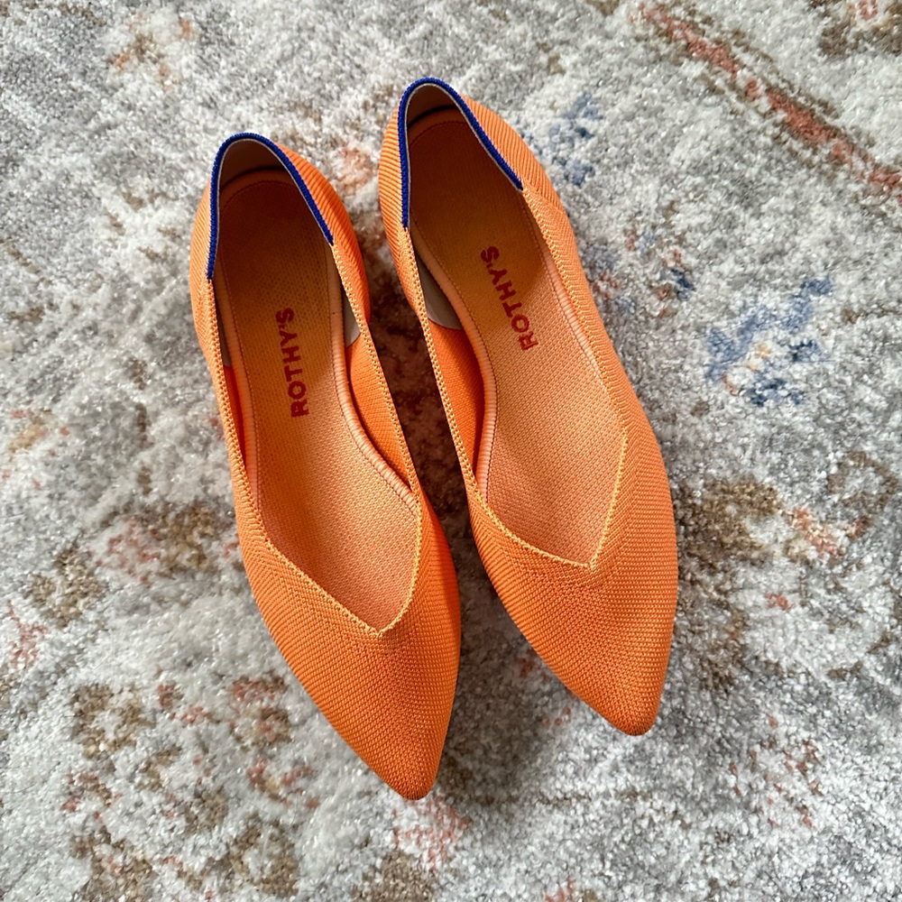 Rothy’s Pointe Flat in Tangerine, 8.5